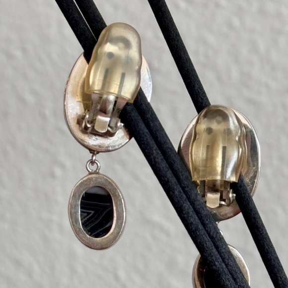 Vintage Sterling Silver Echo of the Dreamer Agate Earrings - Picture 2 of 4